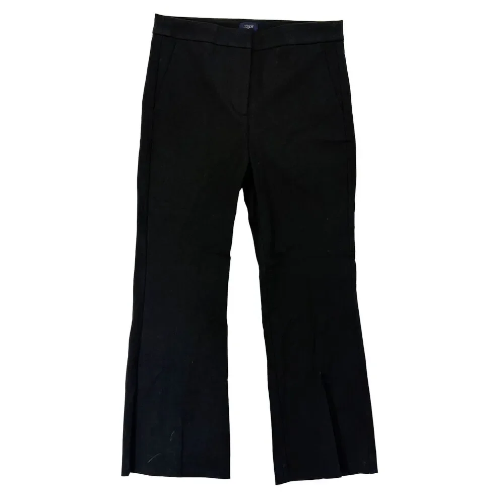 J.CREW Nicki Flare Pant 12 Black Ankle Cropped High Waist Twill NWT B69